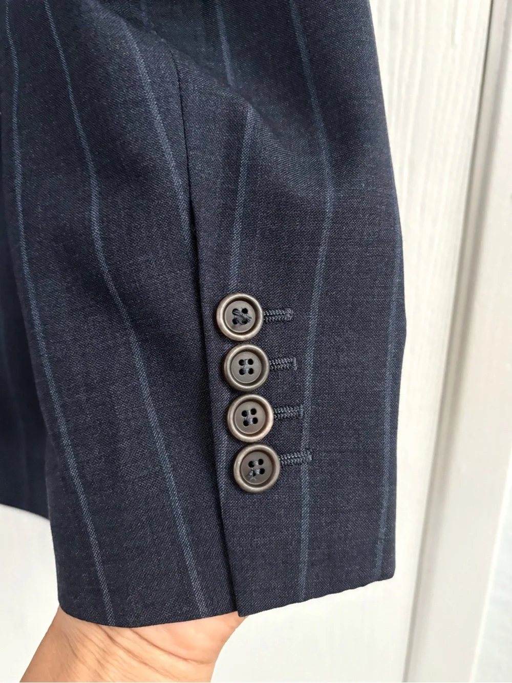 Brunello Cucinelli Men’s 100% Wool Navy Pinstripe Blazer Size 52 US 42